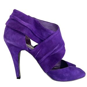 Steve Madden Taaboo Purple Suede Criss Cross Peep Toe Zip Up Pumps Size 9.5